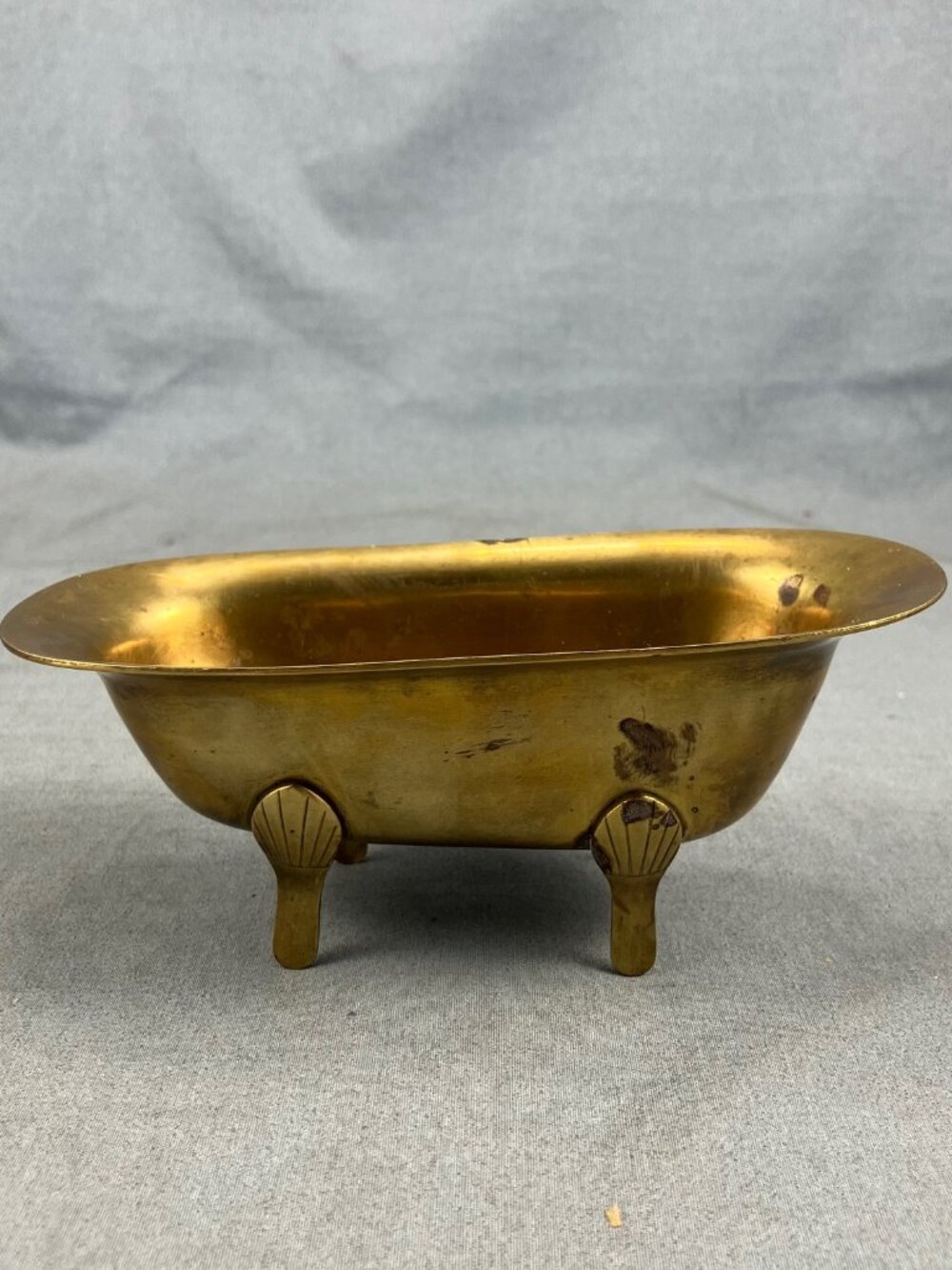 Dollhouse Miniature Brass Tub Claw Foot Bathtub Soap Dish 5.5"